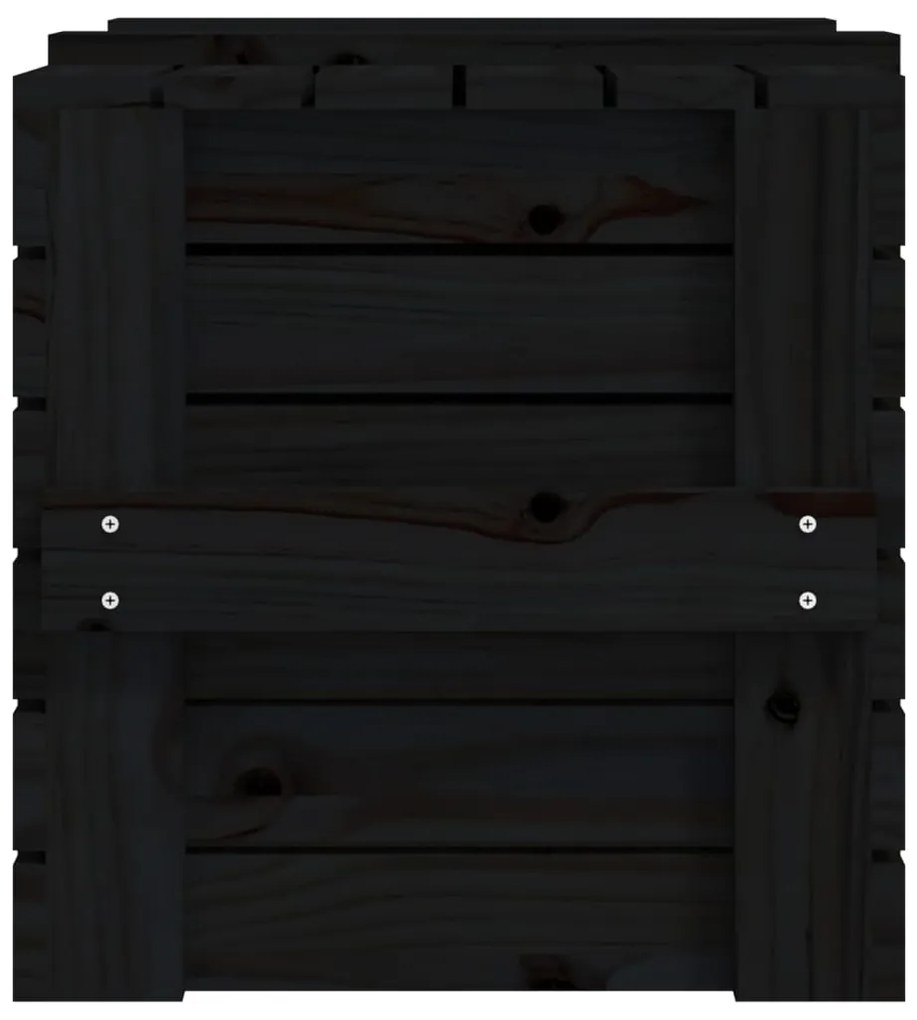 Caixa de arrumação 58x40,5x42 cm madeira de pinho maciça preto