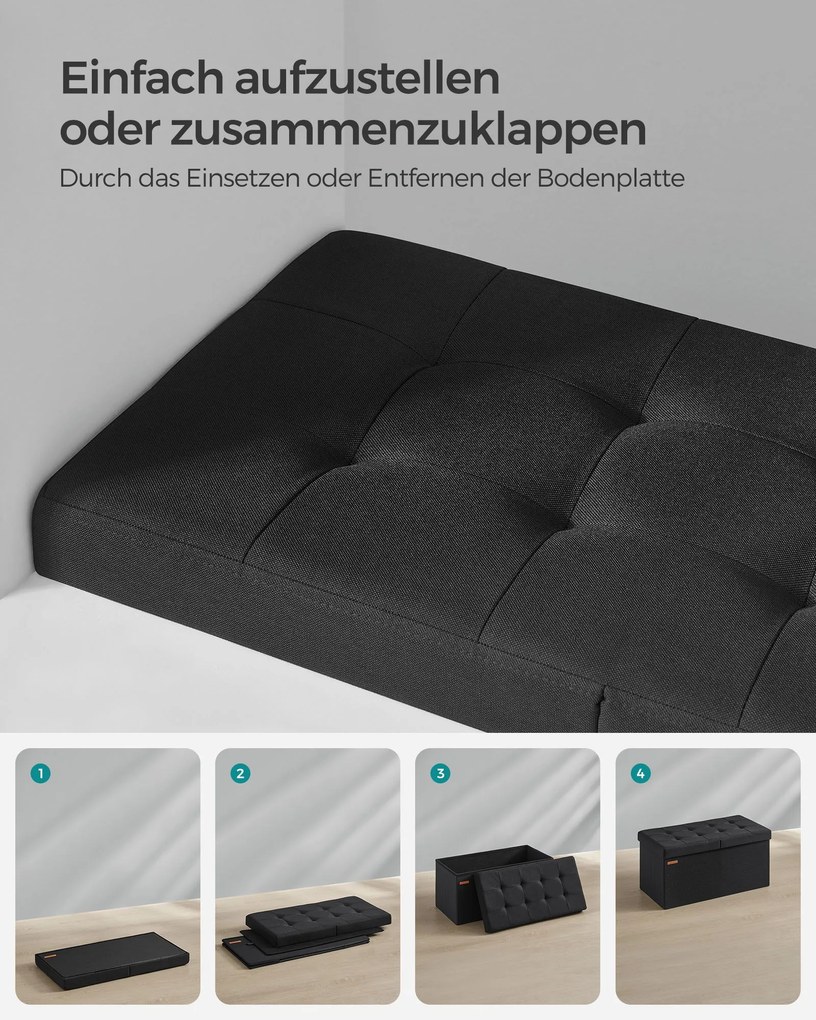 Banco com espaço de arrumação 38 x 76 x 38 cm Preto