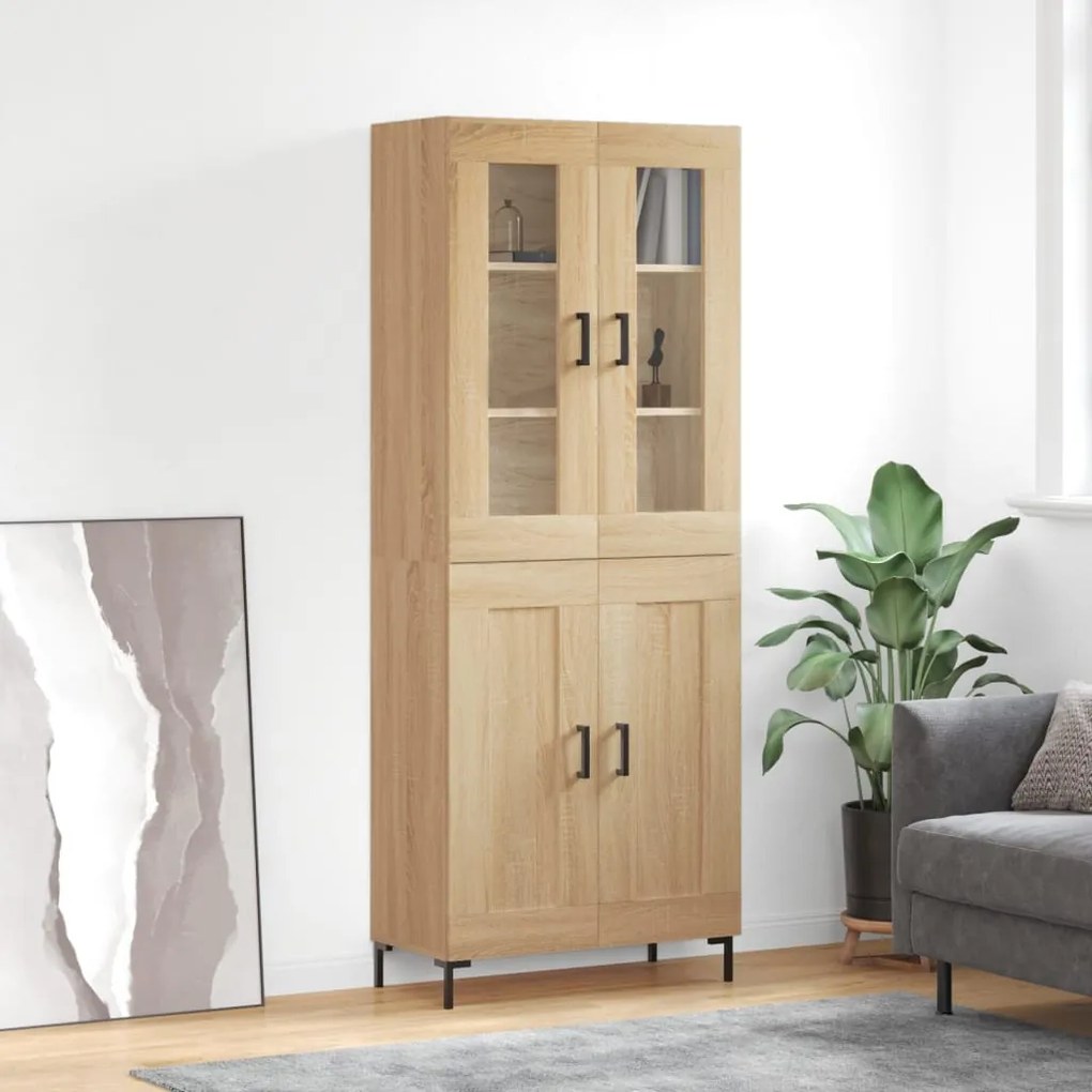 vidaXL Armário alto 69,5x34x180 cm derivados de madeira cor sonoma