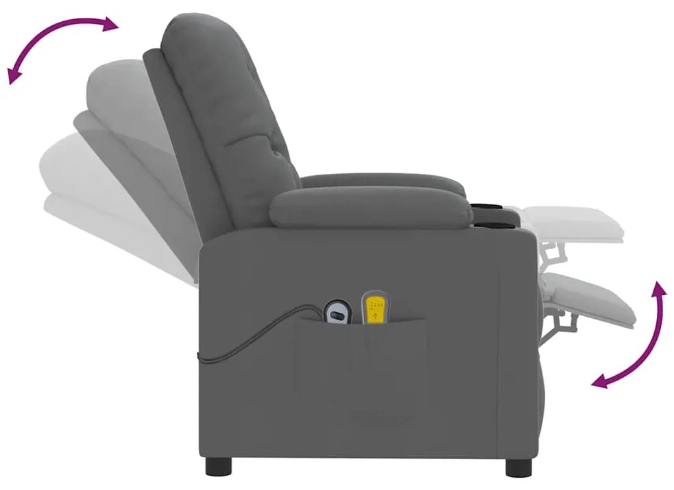 Poltrona de massagens elevatória couro artificial cinzento