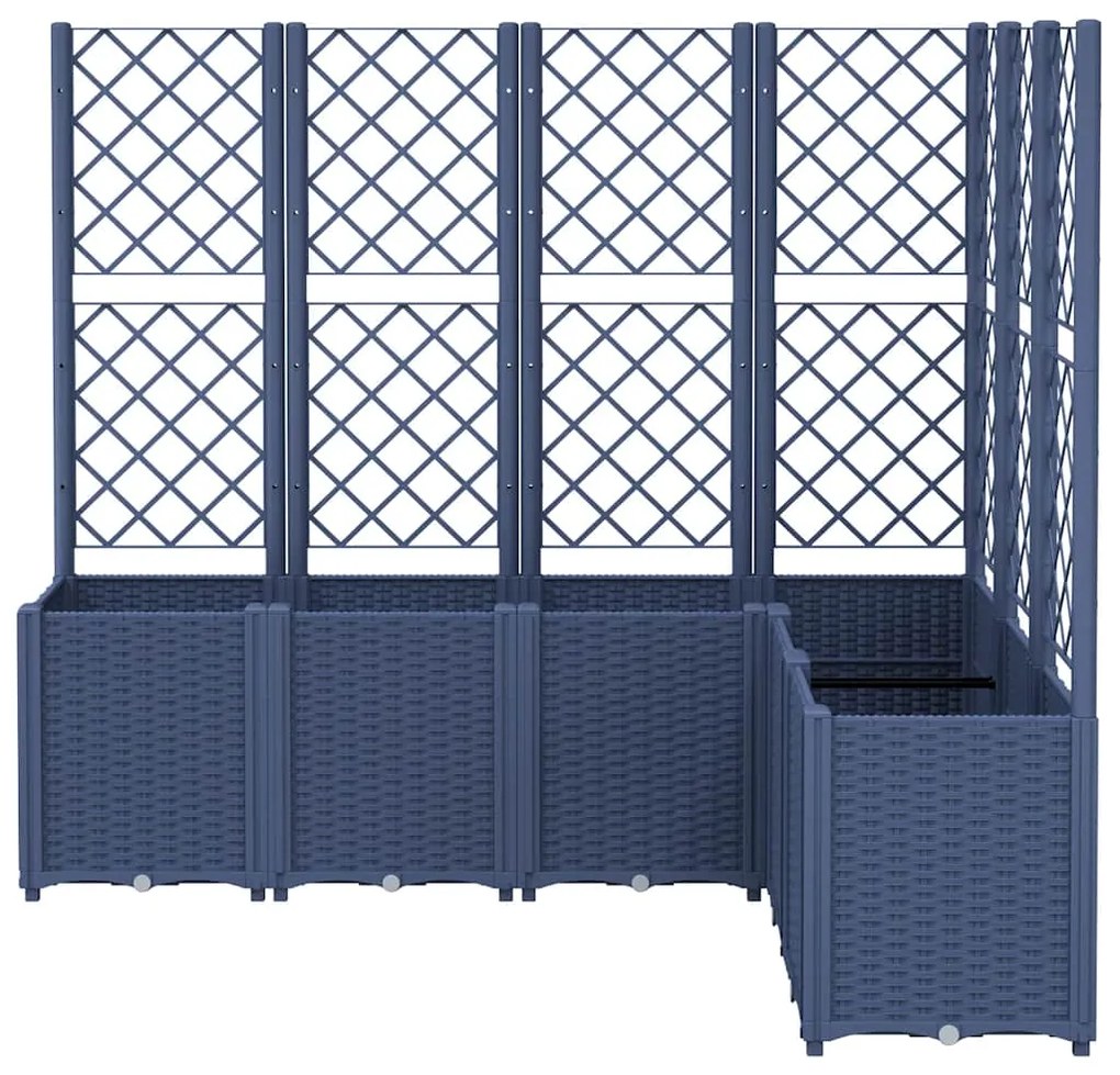 Vaso/floreira de jardim c/ treliça 160x120x140 cm PP cinzento azul