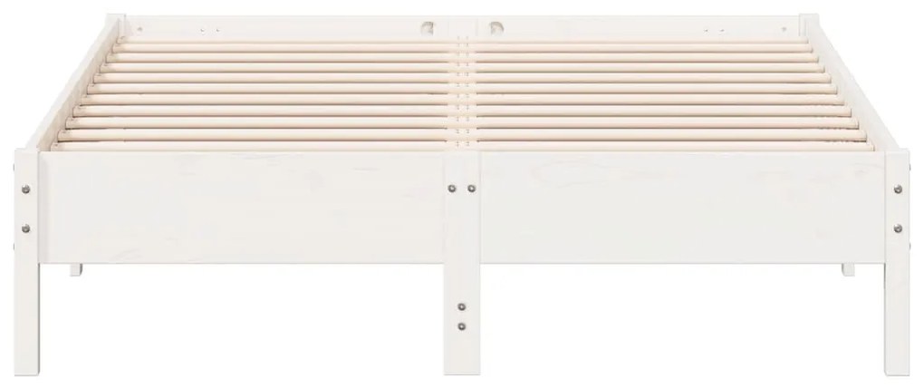 Cama sem colchão 140x200 cm madeira de pinho maciça branco