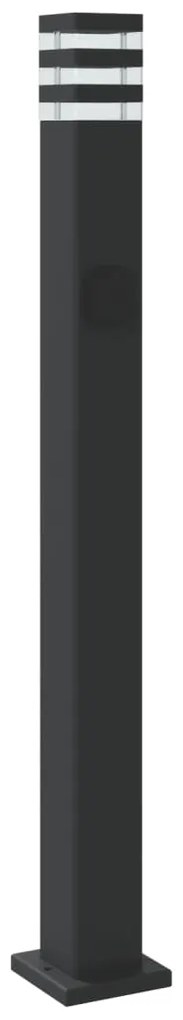 Candeeiro chão p/ exterior c/ tomada 3 pcs 110cm alumínio preto