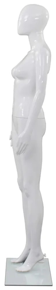 Manequim feminino completo base em vidro 175cm branco brilhante