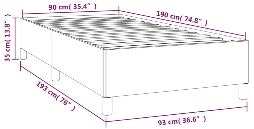 Estrutura de cama 90x190 cm tecido preto