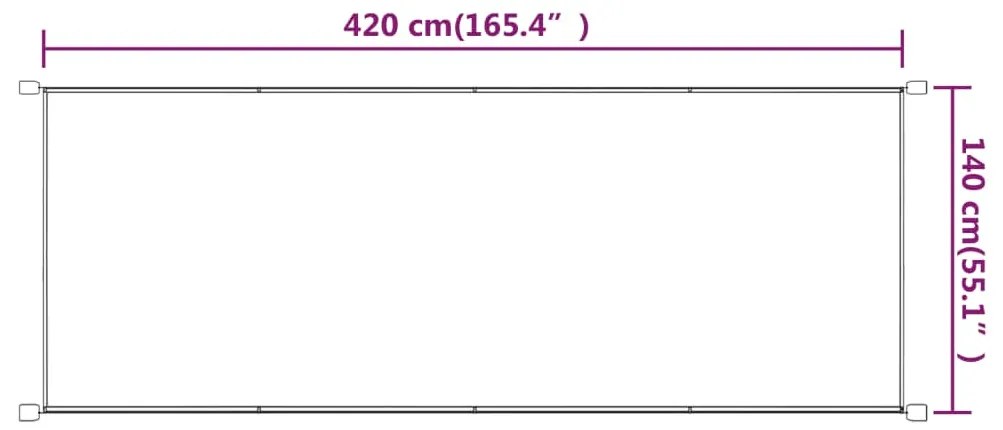 Toldo vertical 140x420 cm tecido oxford cinza-acastanhado