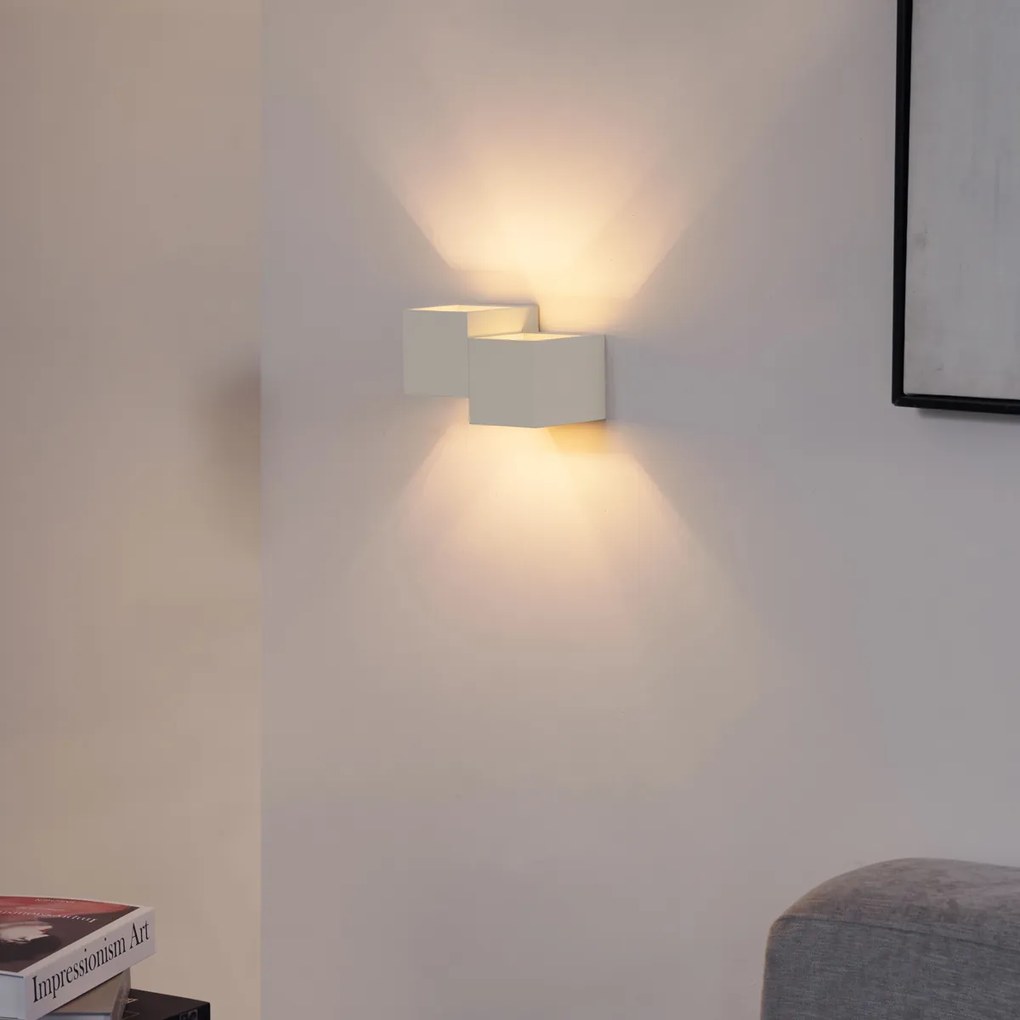 Candeeiro de Parede Moderno Bege 2 Luzes - Transfer Double