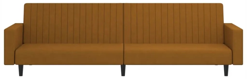 Sofá-cama de 2 lugares veludo castanho
