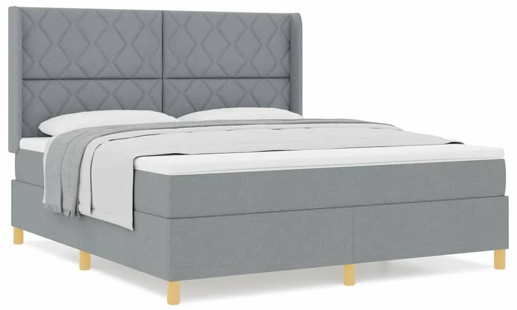 Cama com Estrado e Colchão Cinza Claro 180 x 200 cm - Tecido