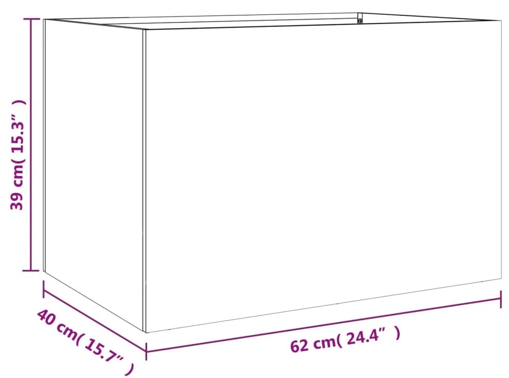 Vaso/floreira 62x40x39 cm aço laminado a frio verde-azeitona