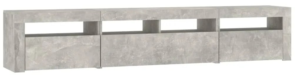 Móvel de TV com luzes LED 210x35x40 cm cinzento cimento