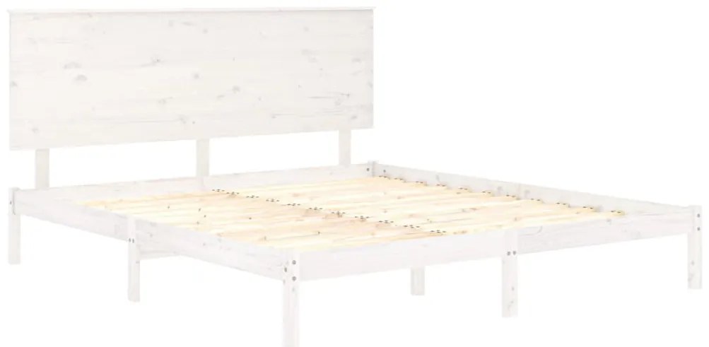 Estrutura de cama king 150x200 cm madeira maciça branco