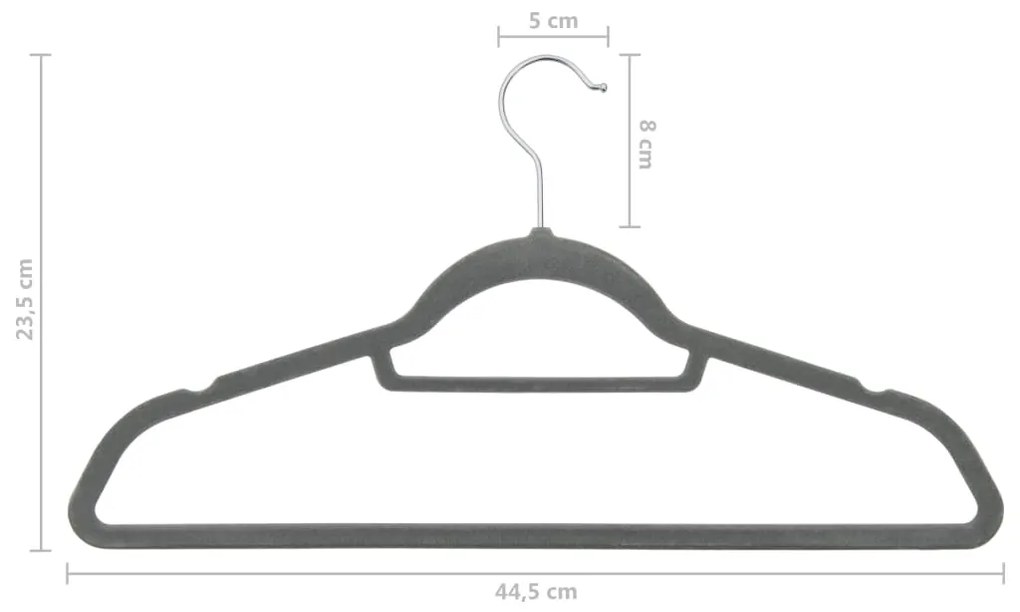 20 pcs conjunto de cabides antiderrapantes veludo cinzento