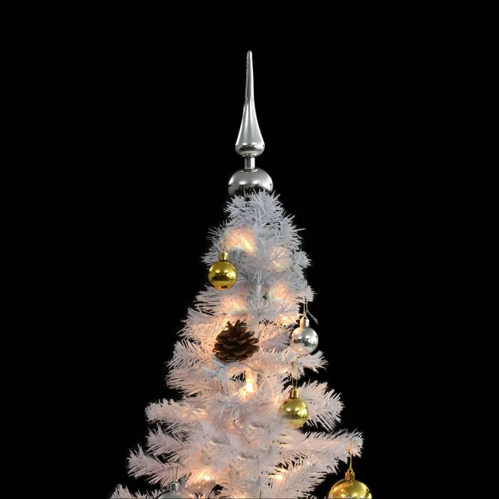 Árvore de Natal artificial pré-iluminada enfeites 180cm branco