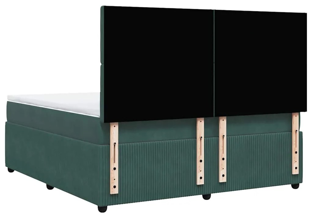 Cama com molas/colchão 180x200 cm veludo verde-escuro