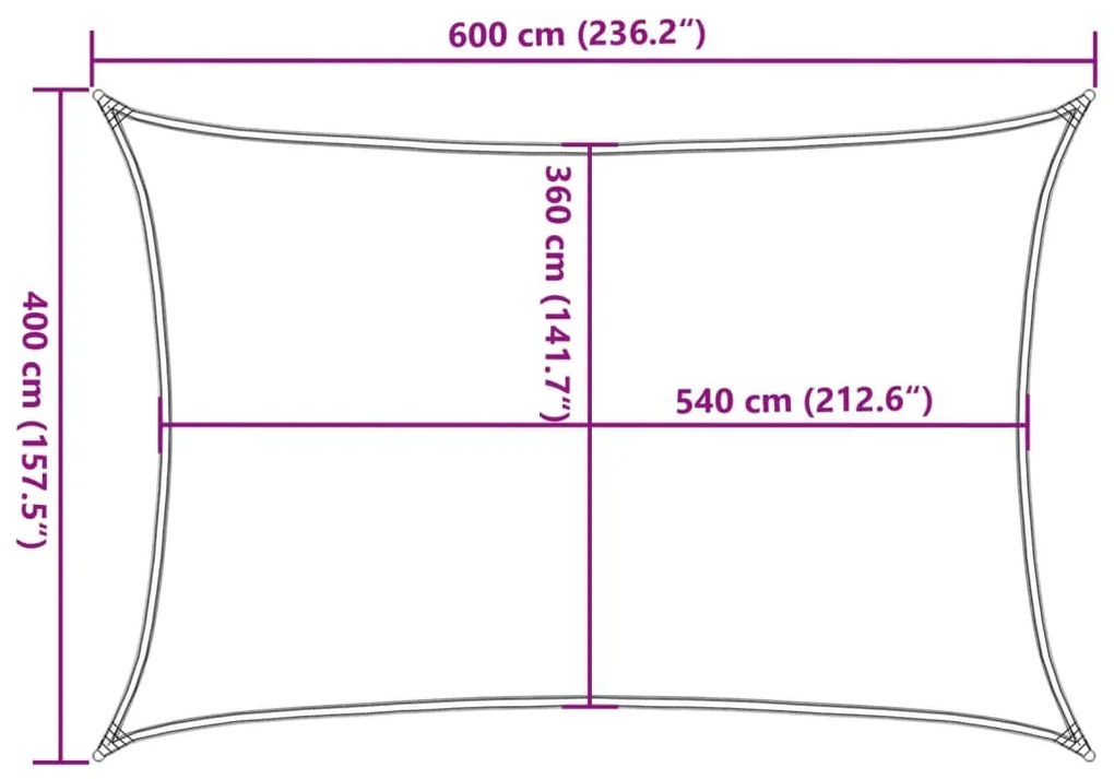 Guarda-Sol HDPE retangular 4x6 m creme