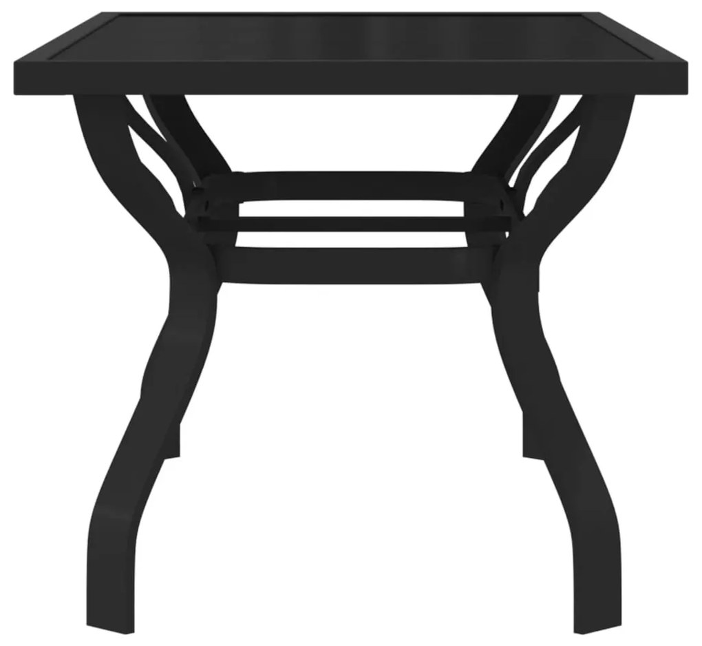 Mesa de jardim 140x70x70 cm aço e vidro preto