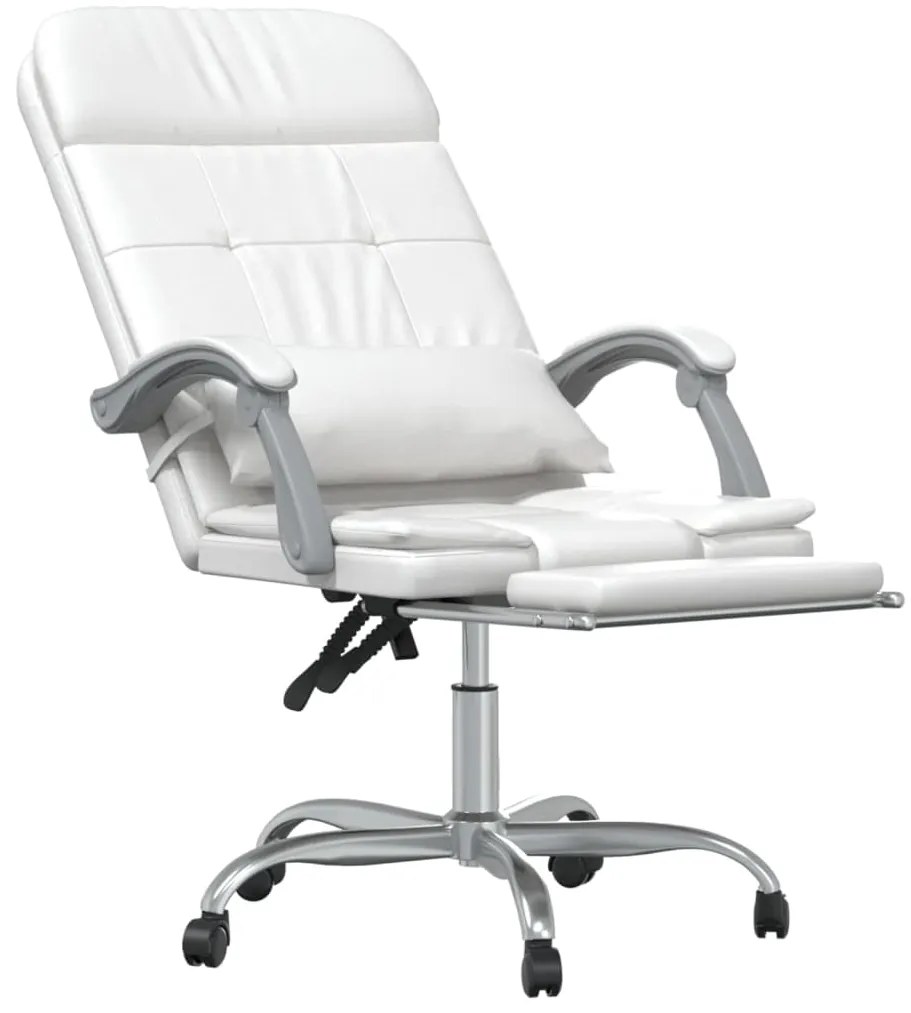 Cadeira escritório massagens reclinável couro artificial branco
