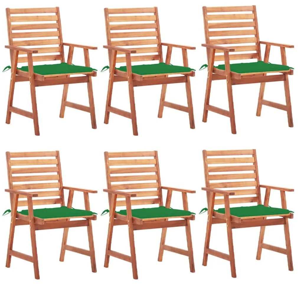 Cadeiras de jantar p/ jardim 6 pcs c/ almofadões acácia maciça