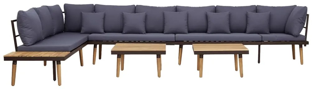 8 lugares conjunto lounge jardim c/ almofadões acácia maciça