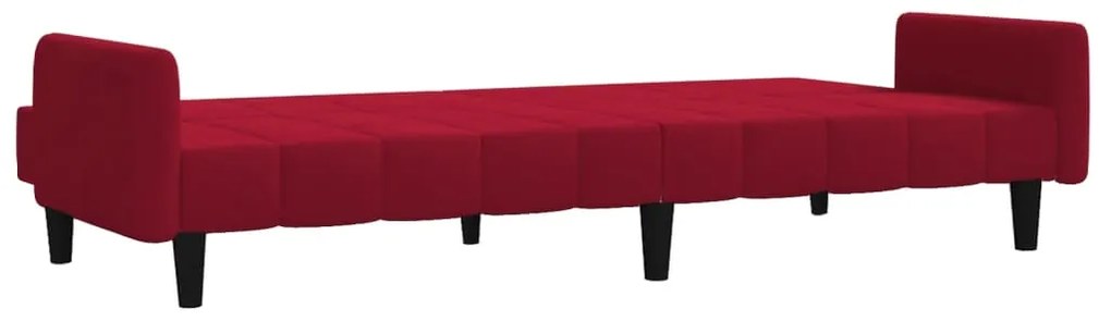 Sofá-cama de 2 lugares veludo vermelho tinto