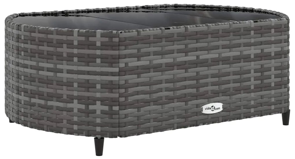 8 pcs conjunto sofás de jardim c/ almofadões vime PE cinzento