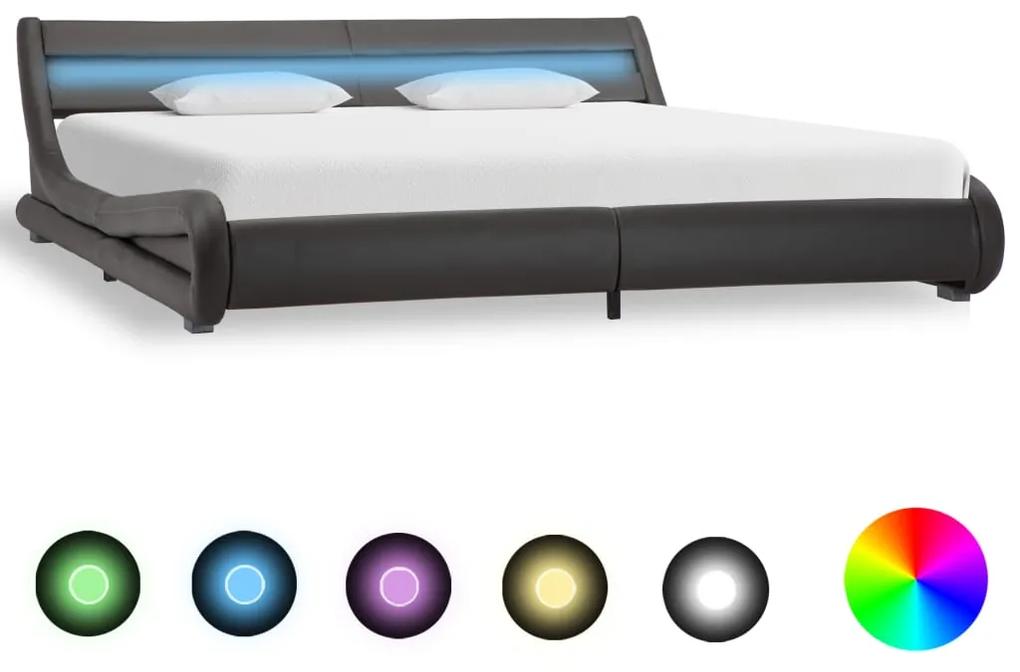 285743 vidaXL Estrutura de cama com LED 180x200 cm couro artificial cinzento