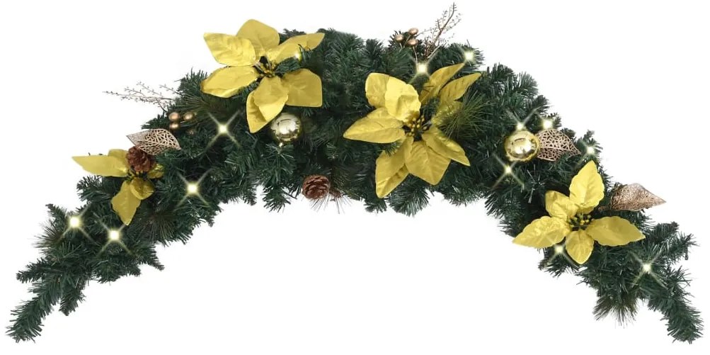 Grinalda de Natal com luzes LED 90 cm PVC verde