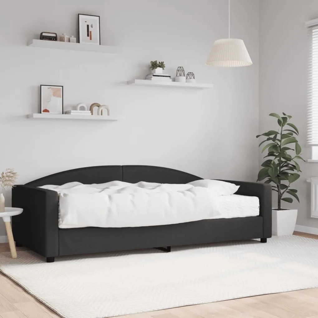 Sofá-cama com colchão 100x200 cm tecido preto
