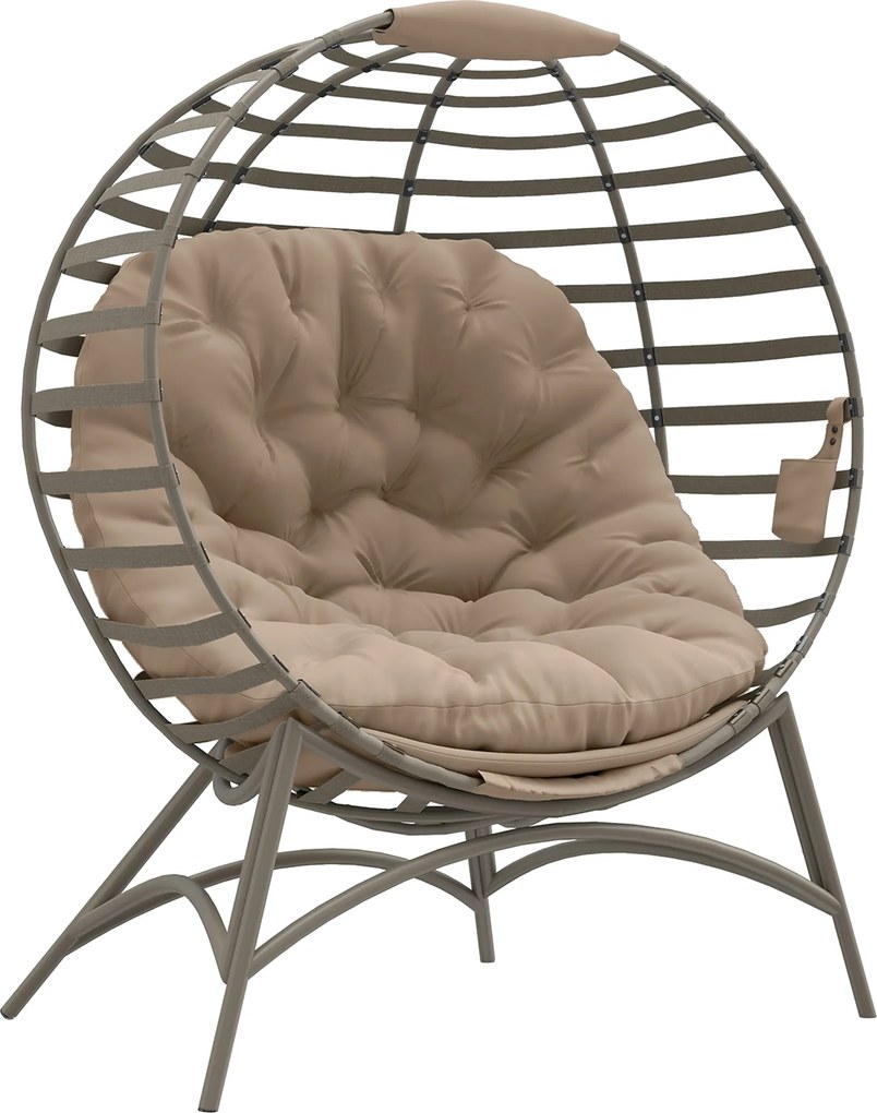 Outsunny Poltrona Papasan Cadeira de Cesto com Almofada oval Poltrona Lounge Cesto dobrável 118 x 77 x 139 cm | Aosom Portugal