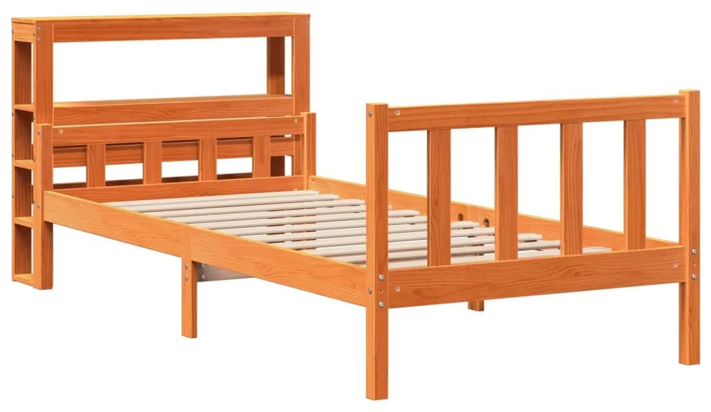 Estrutura cama c/ cabeceira 75x190 cm pinho maciço castanho-mel
