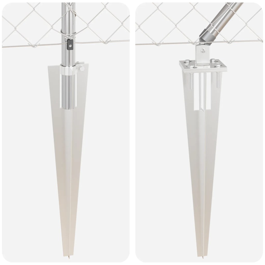 Cerca de Cadeia com 7 Postes de Estaca 1.4x10 m Aço Galvanizado