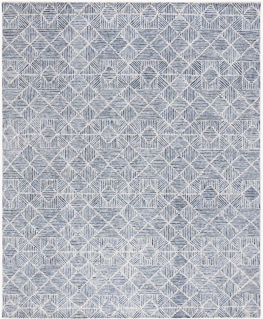 Tapete de lã artesanal de pelo curto Azure