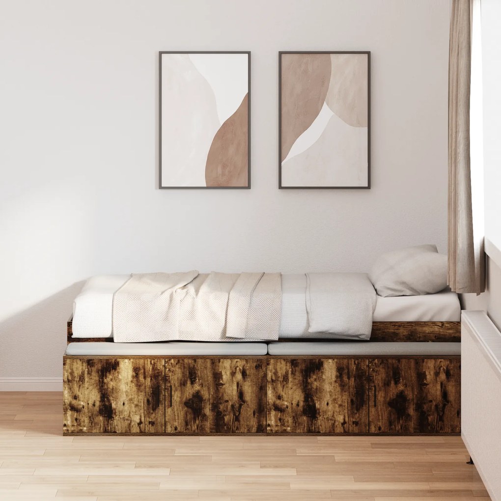 vidaXL Estrutura de Cama Carvalho Fumado 100x200 cm