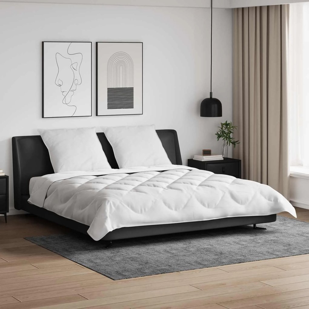 vidaXL Duvet com Travesseiros com travesseiro 3 pcs Branco Microfibra