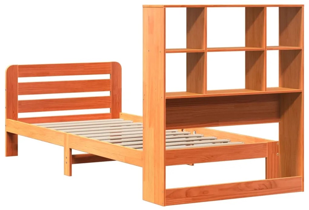 Cama sem colchão 75x190 cm madeira de pinho maciça castanho-mel
