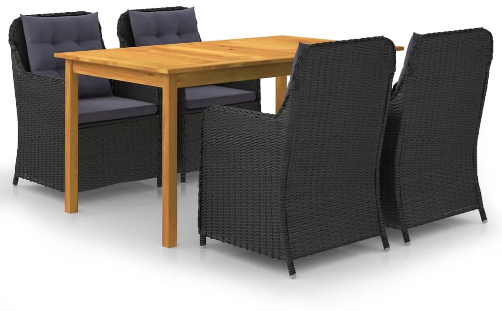 vidaXL 5 pcs conjunto de jantar para jardim preto