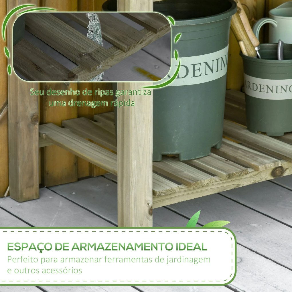 Horta Vertical de Madeira com Prateleira 91x51x76cm Mesa de Cultivo Re