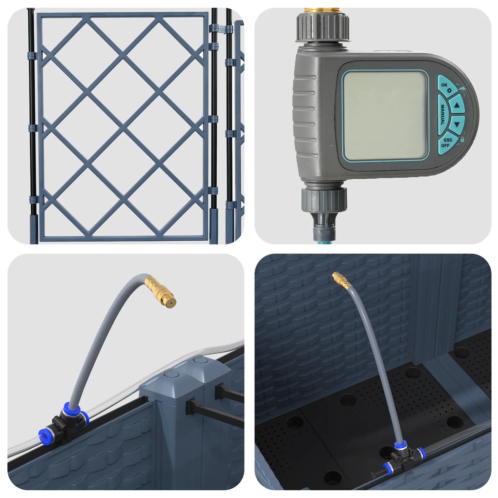 Jardineiras com Sistema de Irrigação em Água 5 pcs Cinza