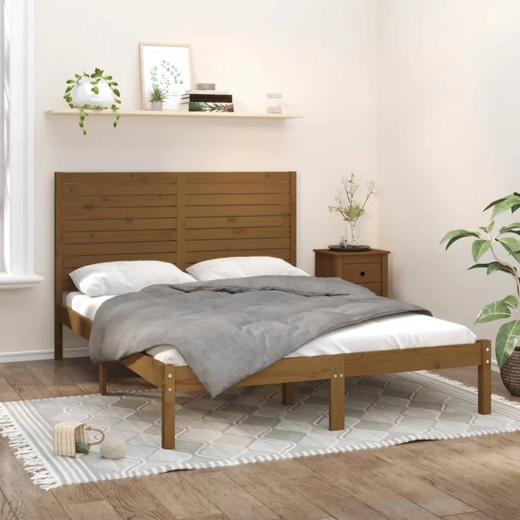vidaXL Estrutura de cama 120x200 cm madeira maciça castanho mel