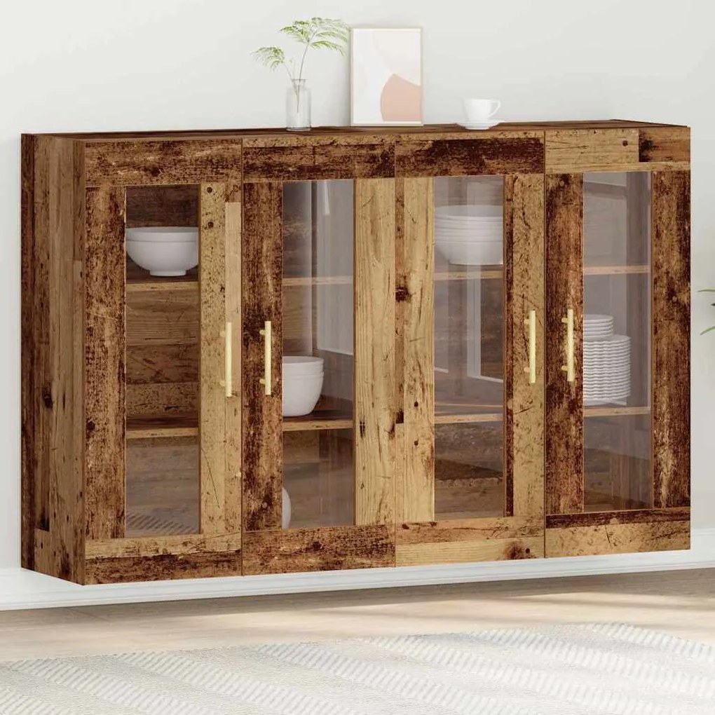 vidaXL Armário de parede 2 pcs Madeira antiga 69.5 x 34 x 90 cm