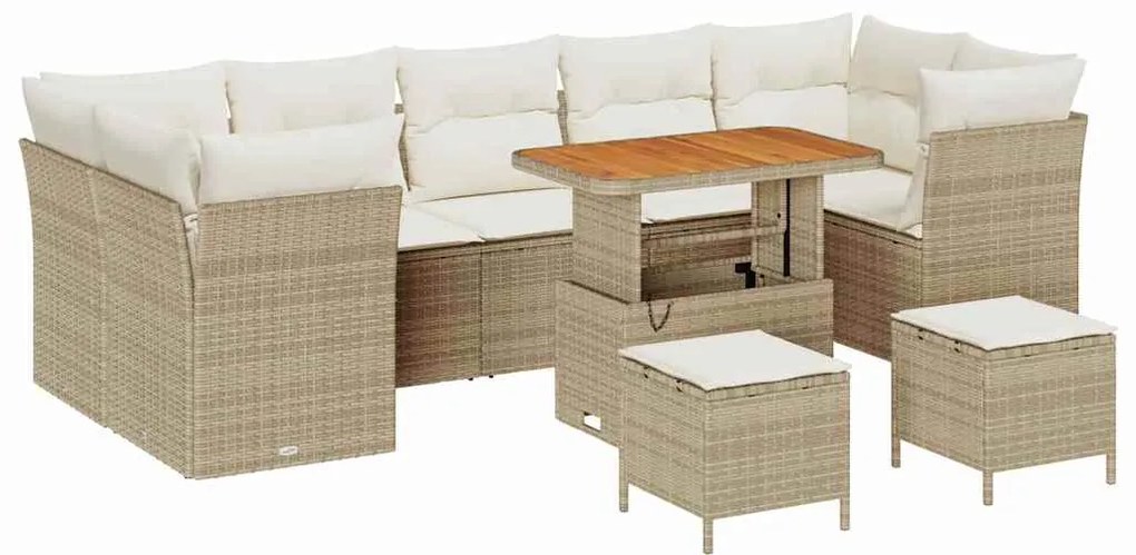 Conjunto de sofá de jardim com 10 peças e almofadas em rattan sintétic