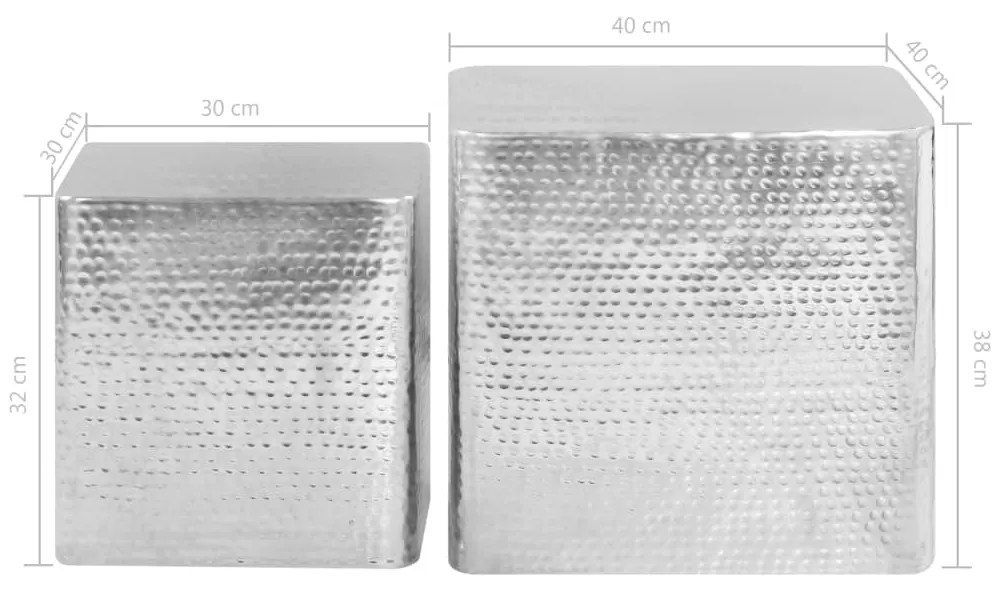 Mesas de centro 2 pcs alumínio prateado