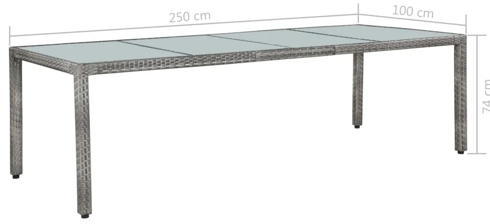 11 pcs conjunto jantar exterior c/ almofadões vime PE cinzento