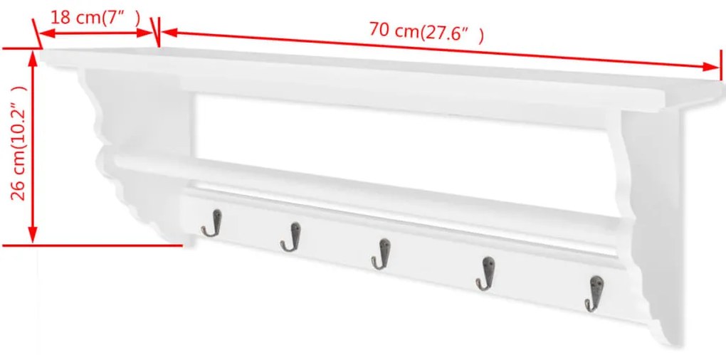 Suporte p/ casacos bengaleiro, estilo barroco MDF branco