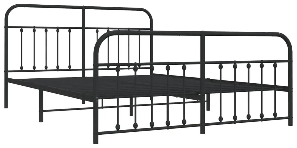 Estrutura de cama com cabeceira e pés 180x200 cm metal preto