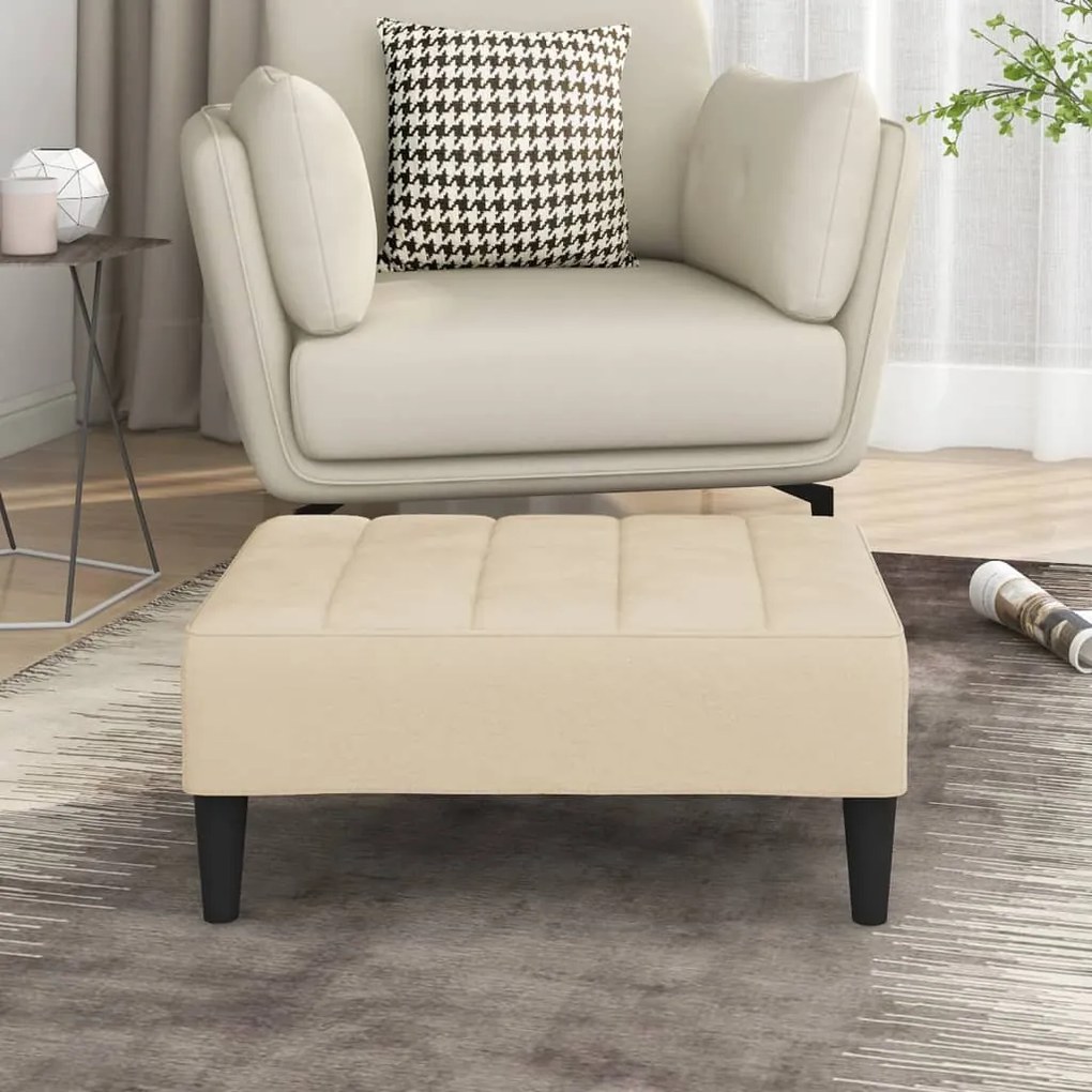 vidaXL Apoio de pés 78x56x32 cm veludo cor creme