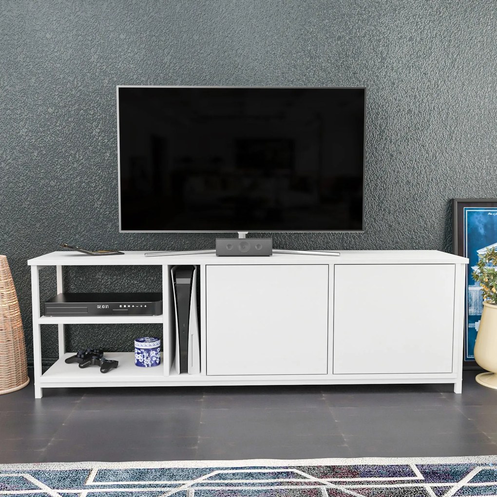Suporte para TV Primrose – Branco – 160 cm x 35,3 cm x 50,8 cm