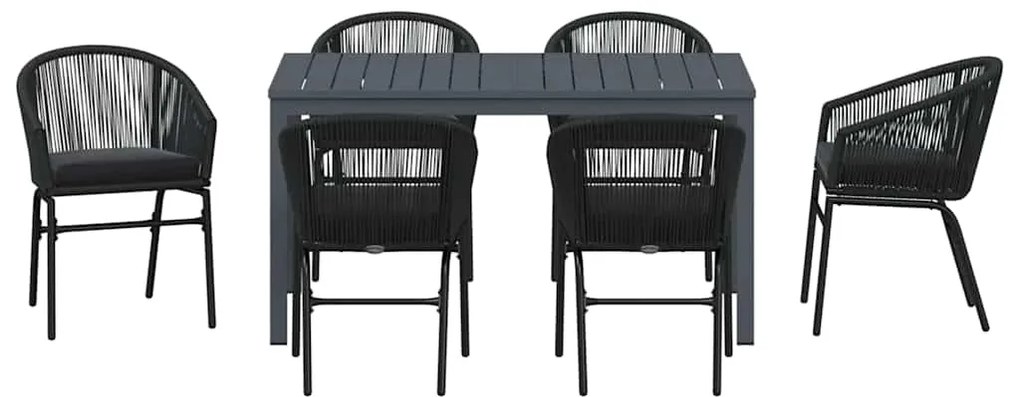 Conjunto de Jantar para o Jardim Manual 7 pcs Preto Grande