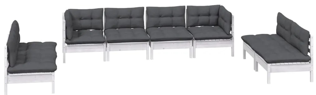 8 pcs conjunto lounge de jardim c/ almofadões pinho maciço